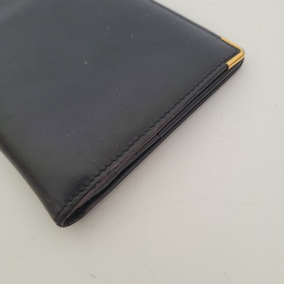 Dunhill Designer Checkbook Card Slim Bill Holder Wallet Black Bifold Leather - Picture 10 of 11
